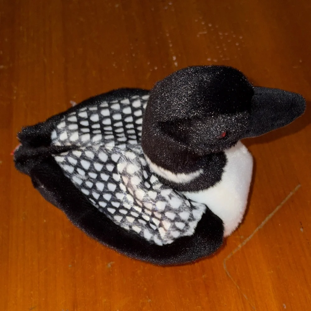 Duck Loon Black White Spots Douglas Cuddle Toy 7” Stuffed Plush - Picture 4 of 4